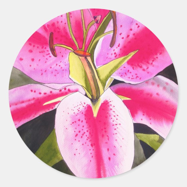 Sticker Rond Fleur d'aquarelle de la pop art Tenerife (Devant)