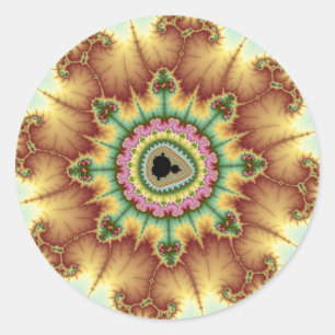 Sticker Rond Fleur d'automne - Art fractal