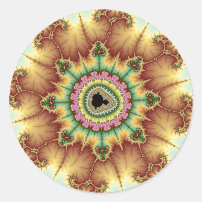 Sticker Rond Fleur d'automne - Art fractal (Devant)
