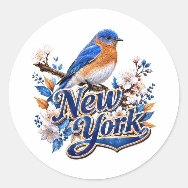 Sticker Rond Fleur de Bluebird de New York (Devant)