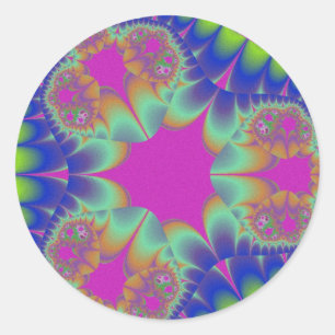Sticker Rond Fleur de cactus fractale