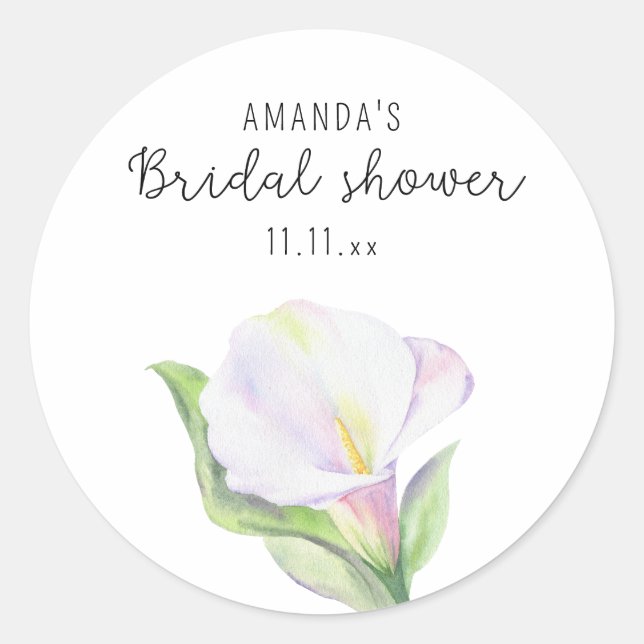 Sticker Rond Fleur de calla blanche - Baby shower  (Devant)