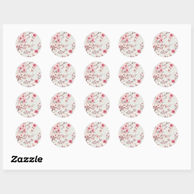 Sticker Rond Fleur de Cerisier (Feuille)