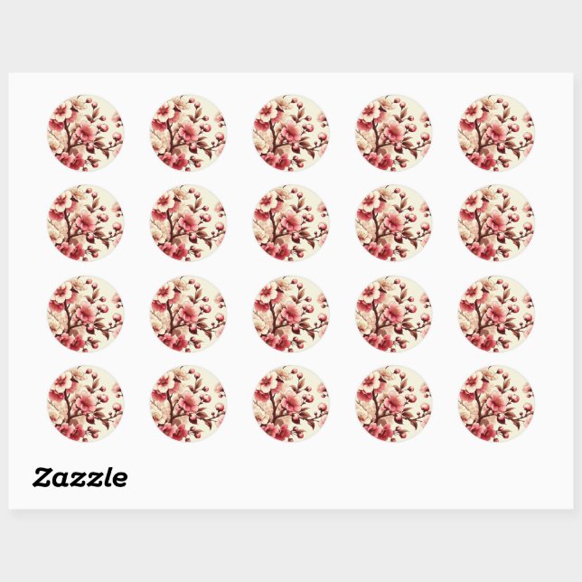 Sticker Rond Fleur de Cerisier (Feuille)