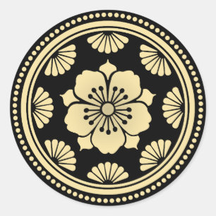 Sticker Rond Fleur de cerisier d'or