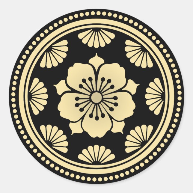Sticker Rond Fleur de cerisier d'or (Devant)