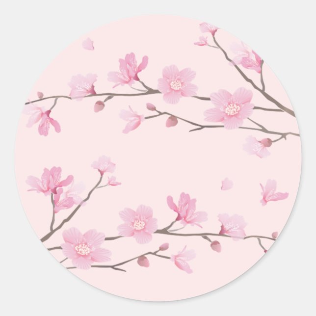 Sticker Rond Fleur de cerisier - rose (Devant)