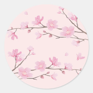 Sticker Rond Fleur de cerisier - rose