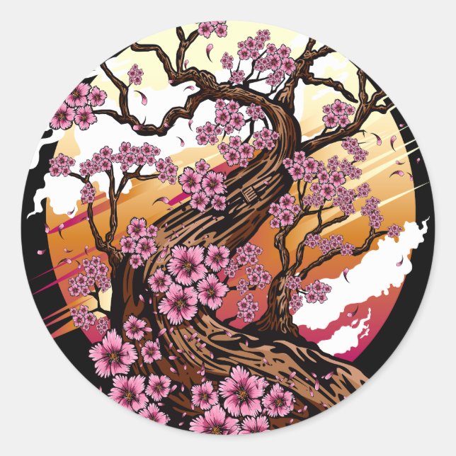 Sticker Rond Fleur de cerisier sauvage (Devant)