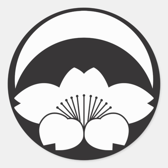 Sticker Rond Fleur de cerisier sous lune croissant (Devant)