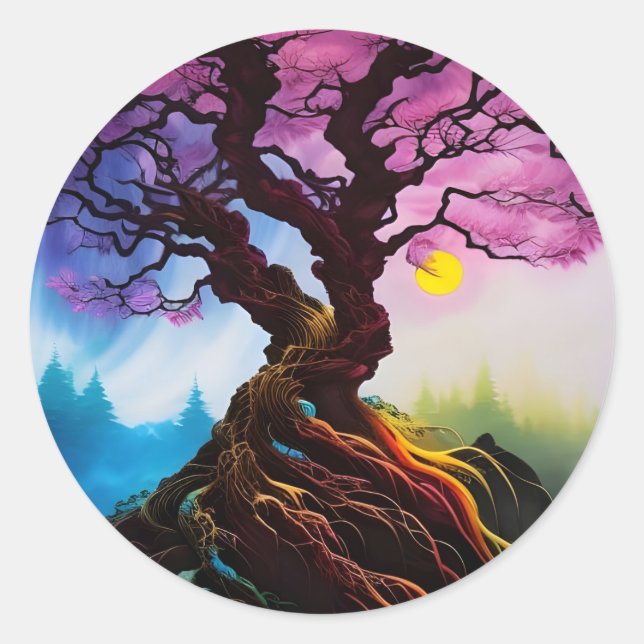 Sticker Rond Fleur de cerisiers Arbre de vie (Devant)