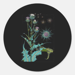 Sticker Rond Fleur de chardon Ecosse Aimer Thistle écossais