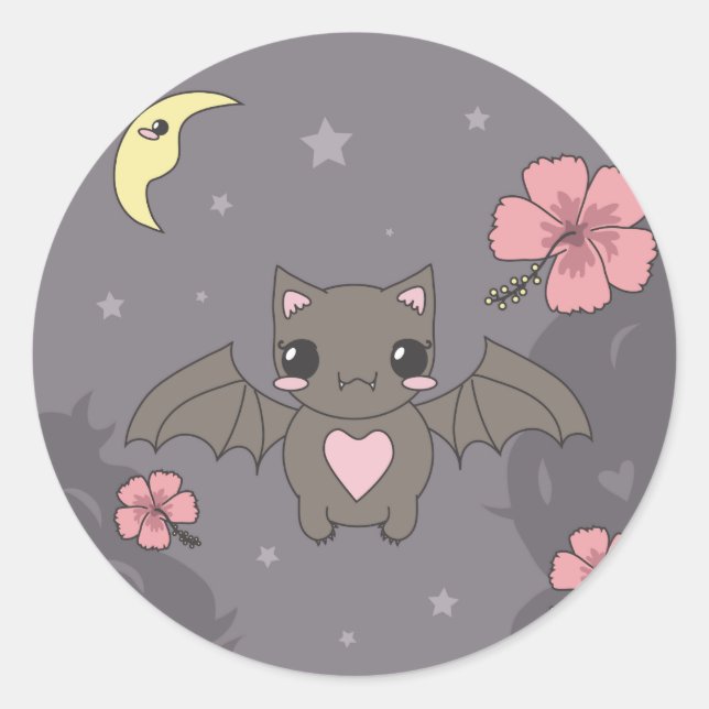 Sticker Rond Fleur de chauve-souris (Devant)
