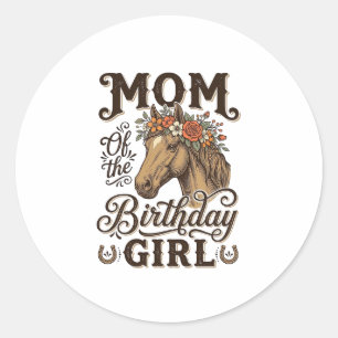Sticker Rond Fleur de cheval de style occidental vintage pour l