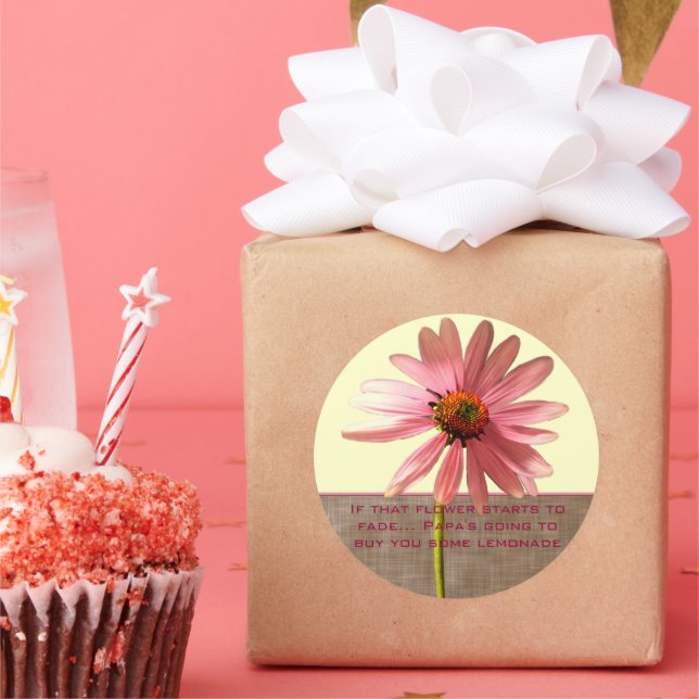 Sticker Rond Fleur de cône rose - Si cette fleur commence à se  (Fête)