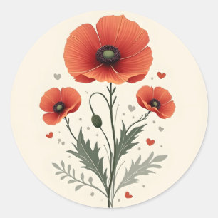 Sticker Rond Fleur de coquelicot