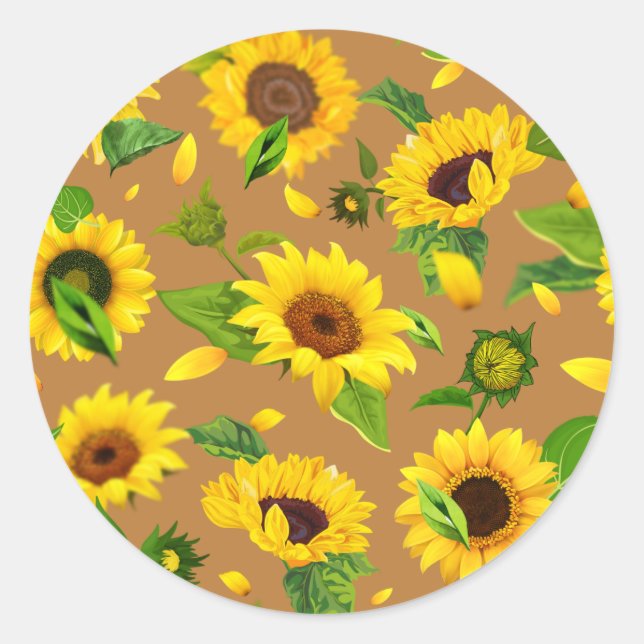 Sticker Rond Fleur de couleur 5 (Devant)