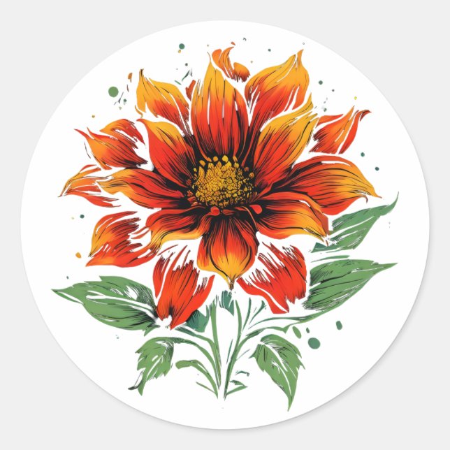 Sticker Rond Fleur de feu Dahlia (Devant)