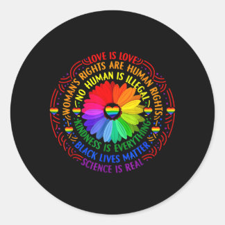 Sticker Rond Fleur de fierté LGBT de science de vies noires arc