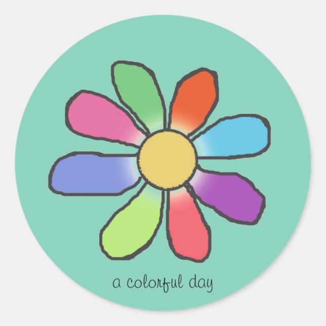 Sticker Rond Fleur DE JOUR COLORÉE (Devant)