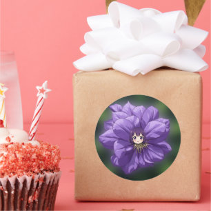 Sticker Rond Fleur de la Passion Violette Anime
