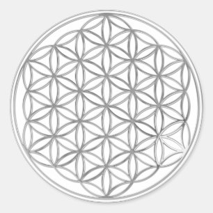 Sticker Rond Fleur de la vie / Blume des Lebens - argent