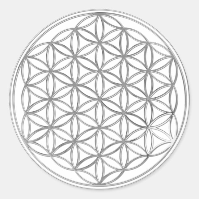 Sticker Rond Fleur de la vie / Blume des Lebens - argent (Devant)