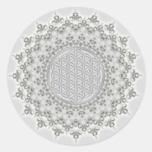 Fleur de la vie - Fractal Mandala gris vert