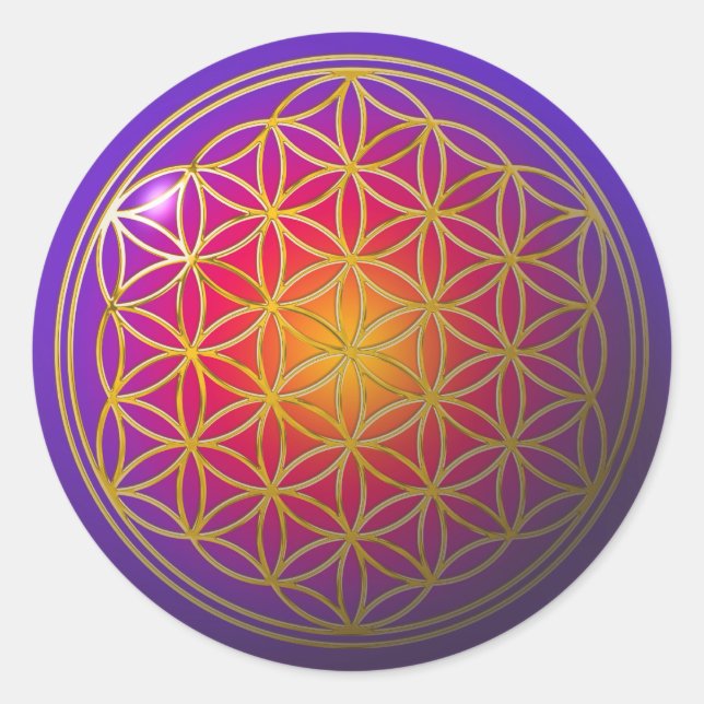 Sticker Rond Fleur de la vie / violet or (Devant)