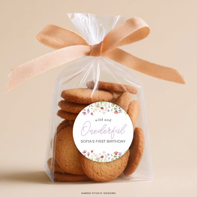 Sticker Rond Fleur de Lavande 1er Anniversaire (Personalize and choose a 3-inch or 1.5 inches stickers.)