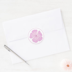Sticker Rond Fleur de Lavatera rose