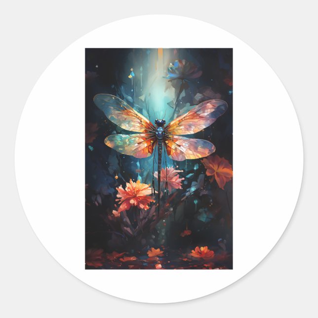 Sticker Rond Fleur de libellules - Verre tendu (Devant)