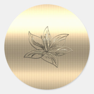 Sticker Rond Fleur de lily dorée