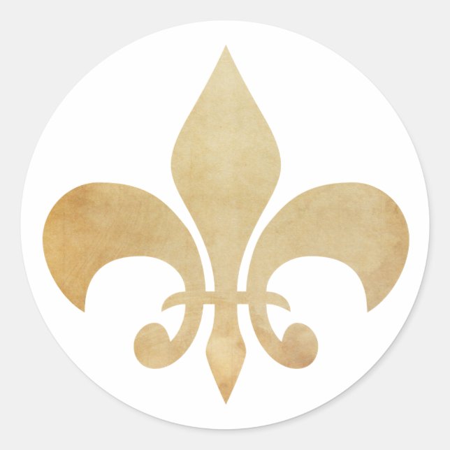 Sticker Rond Fleur de Lis Antique Or Tan (Devant)