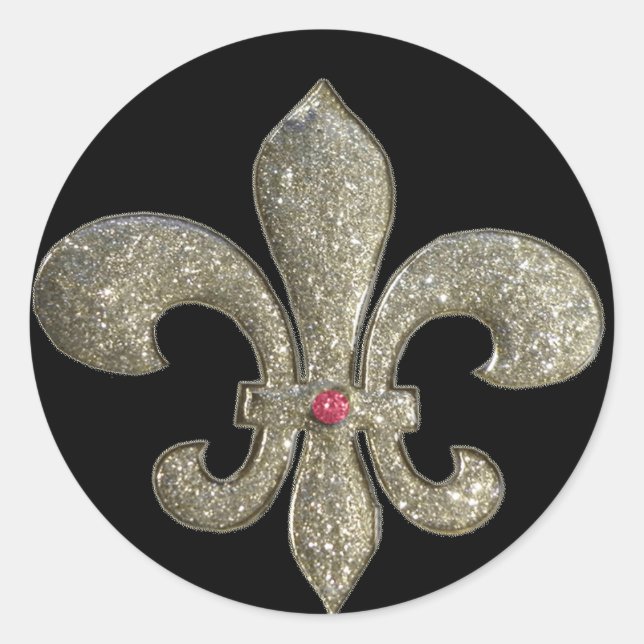 Sticker Rond Fleur de lis avec bling (Devant)