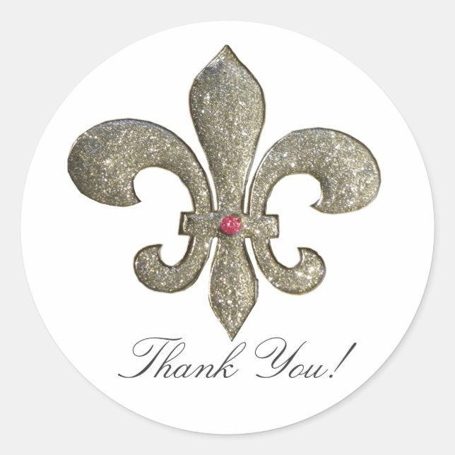 Sticker Rond Fleur de lis avec bling (Devant)