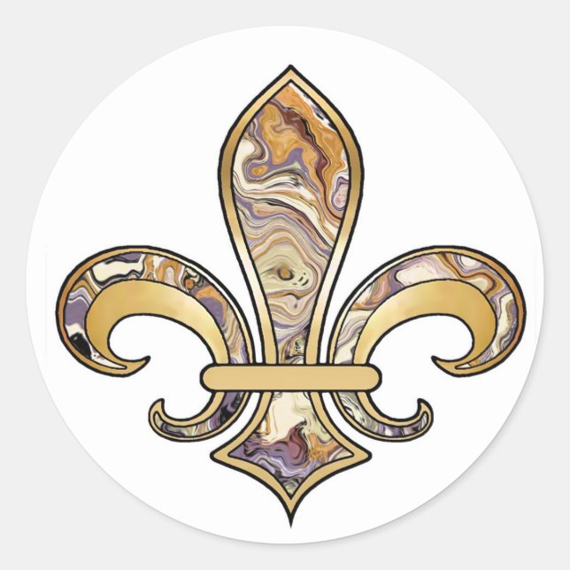 Sticker Rond Fleur de Lis avec motif - 12 (Devant)