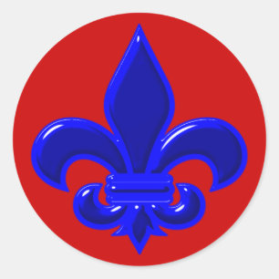 Sticker Rond Fleur de lis bleu