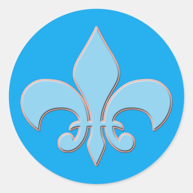 Sticker Rond Fleur de lis Bleu Bébé (Devant)