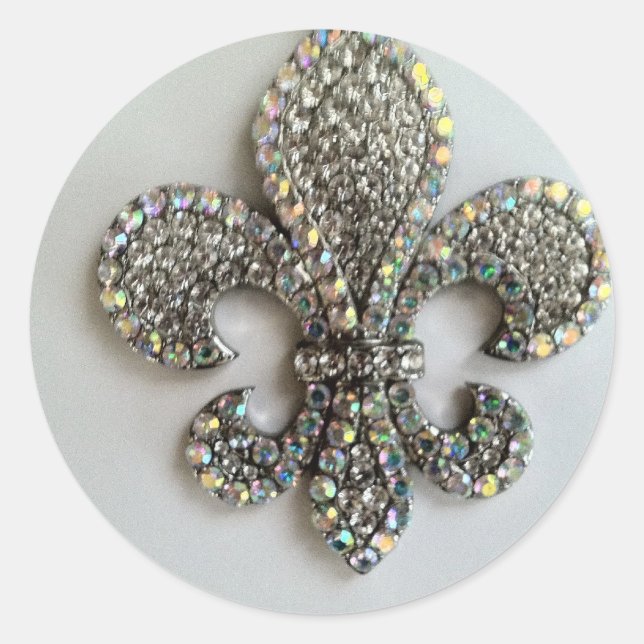 Sticker Rond Fleur de lis Cristal sur blanc (Devant)