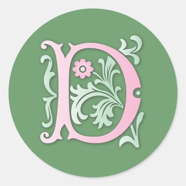Sticker Rond Fleur de lis D Monogramme (Devant)