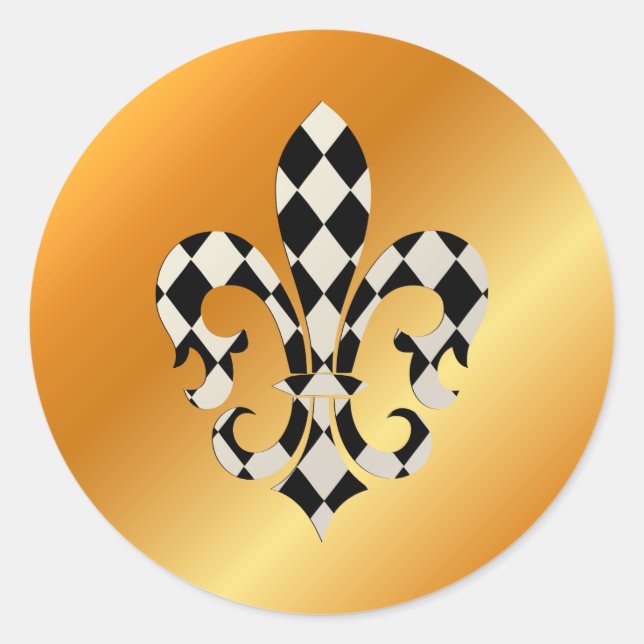 Sticker Rond Fleur de Lis, do-it-yourself arrière - plan+texte (Devant)