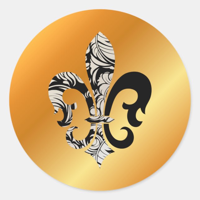 Sticker Rond Fleur de Lis, do-it-yourself arrière - plan+texte (Devant)