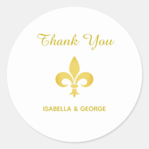 Sticker Rond Fleur de Lis dorée sur fond blanc