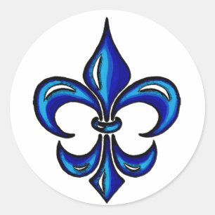 Sticker Rond Fleur de Lis en bleu