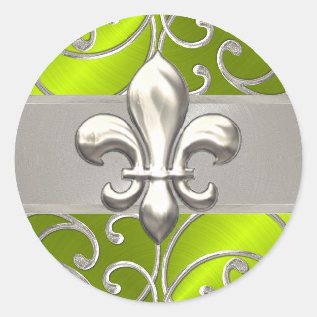Sticker Rond Fleur de Lis en fibre d'argent (Devant)