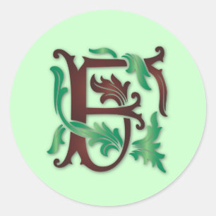 Sticker Rond Fleur de lis F Monogramme