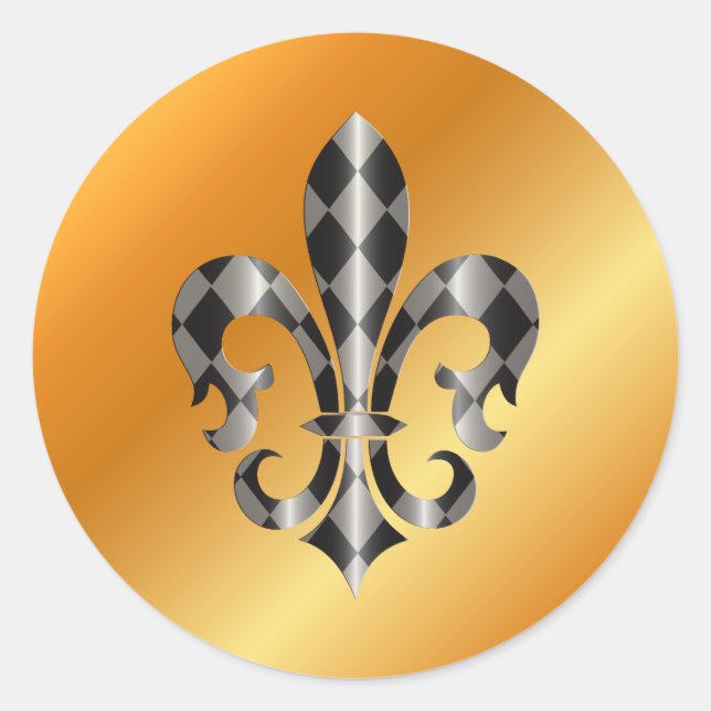 Sticker Rond Fleur de Lis, fond DIY+texte (Devant)
