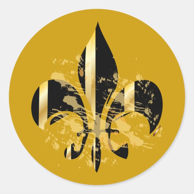 Sticker Rond Fleur de Lis, fond+texte DIY (Devant)