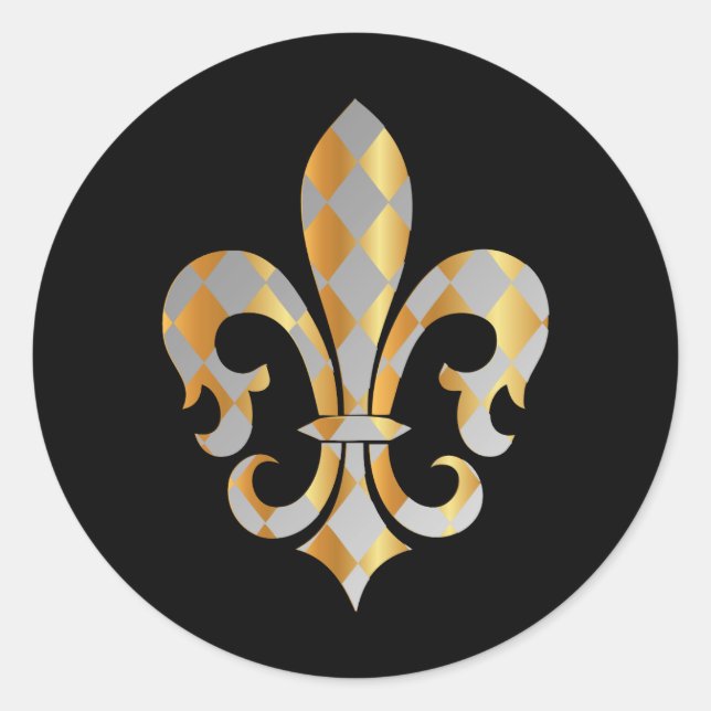 Sticker Rond Fleur de Lis, fond+texte DIY (Devant)